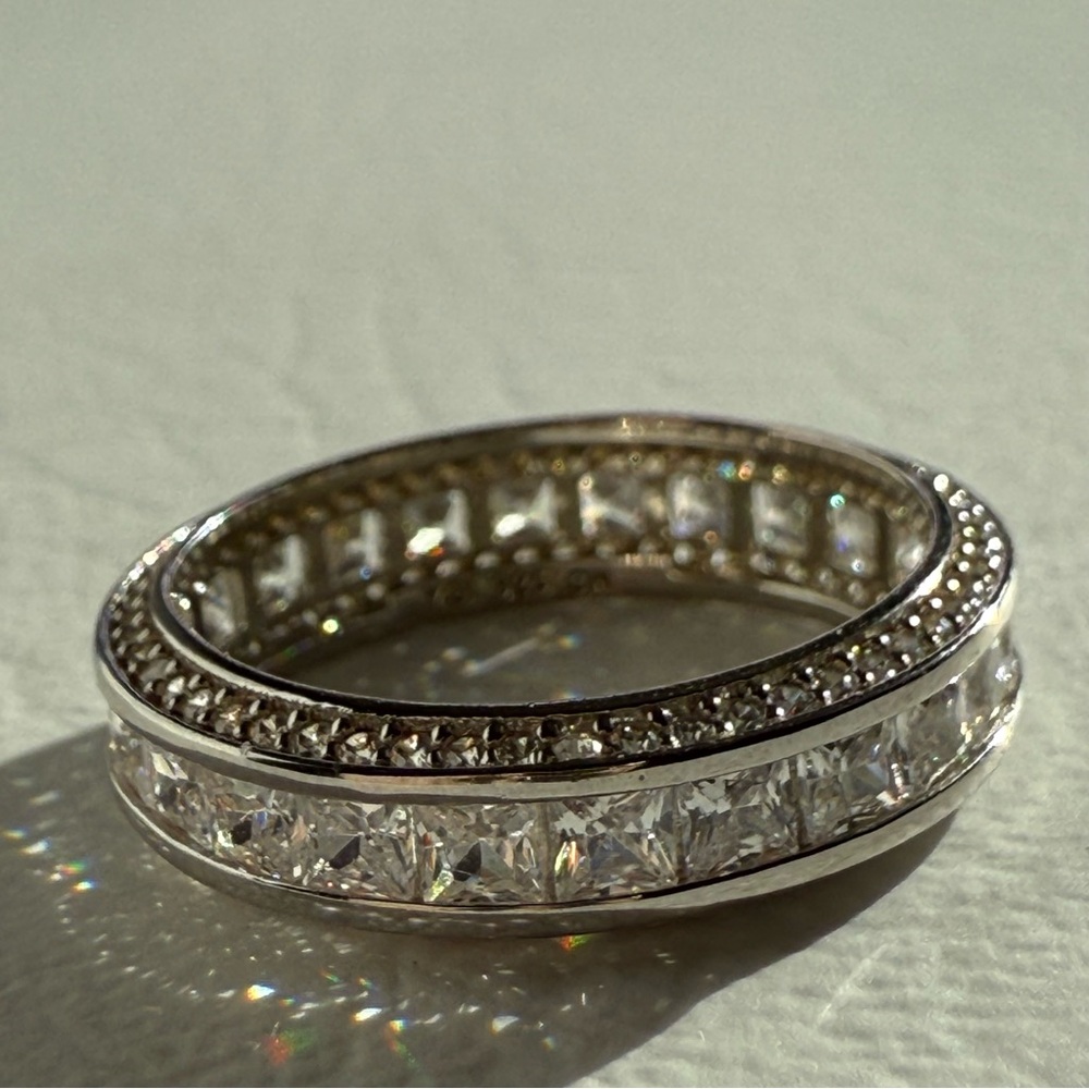 Eternity Cz Signed YGI 925 Sterling Silver Ring Sz 7.25